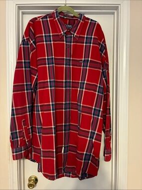 Ralph Lauren Chaps Men's 2XLT Red Plaid Button-Down Shirt‎